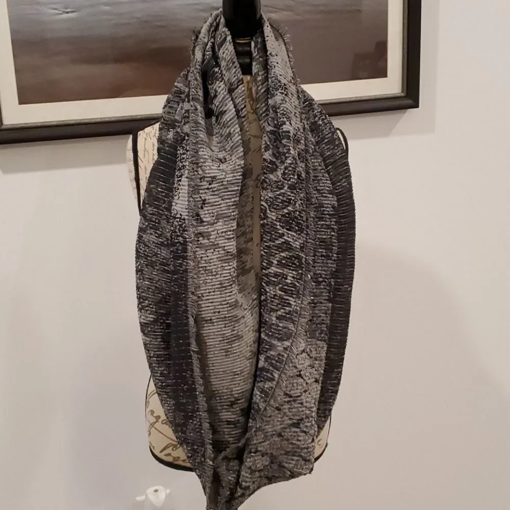 Beautiful black and silver infinity scarf